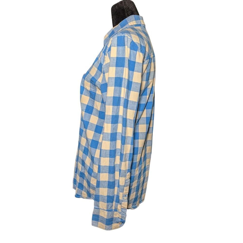 J. Crew "Boy Fit" Flannel Button Down Shirt Women's Sz Small Blue Cream Gingham - Picture 6 of 10